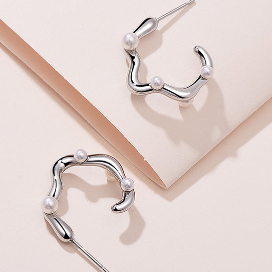 Baroque Pearl & Silver-Tone Stud Earrings