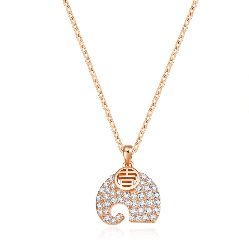 Graceful Elephant 925 Silver Necklace