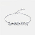 Moon & Heart Charm Silver Bracelet