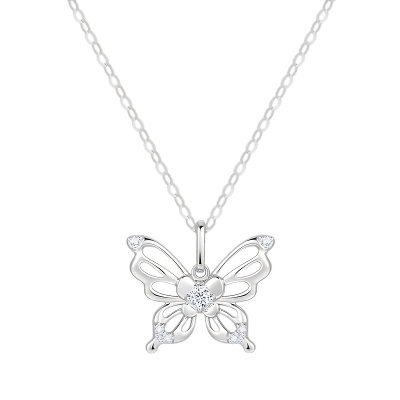 Butterfly Romance Platinum Diamond Necklace