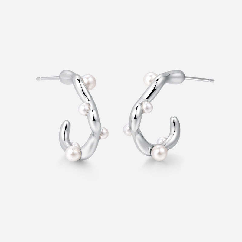 Baroque Pearl & Silver-Tone Stud Earrings