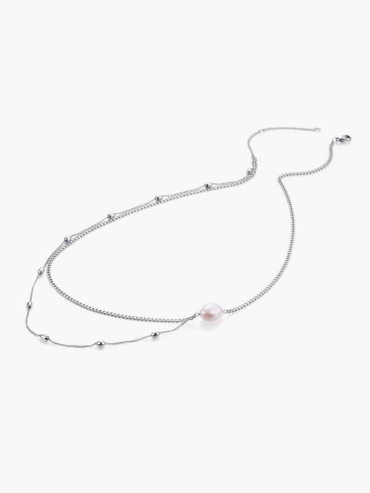 Double-Layer Pearl Pendant Necklace