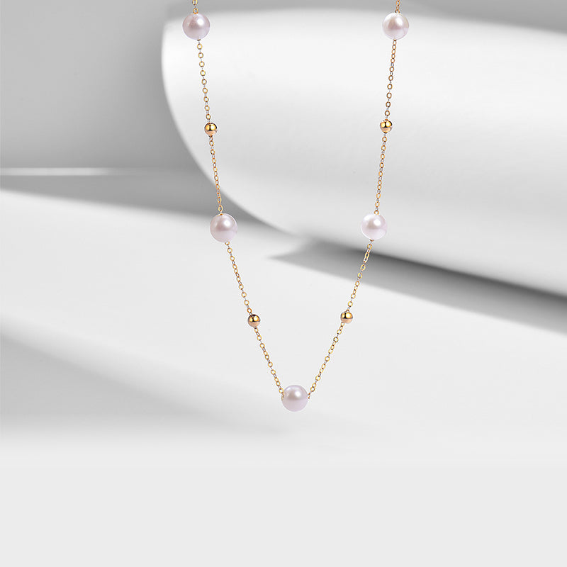 Pearl Beaded Gold-Tone Chain Necklace – Silver