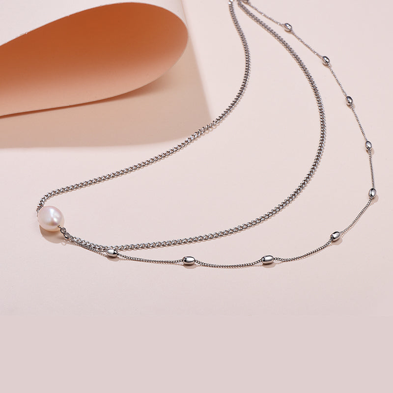 Double-Layer Pearl Pendant Necklace