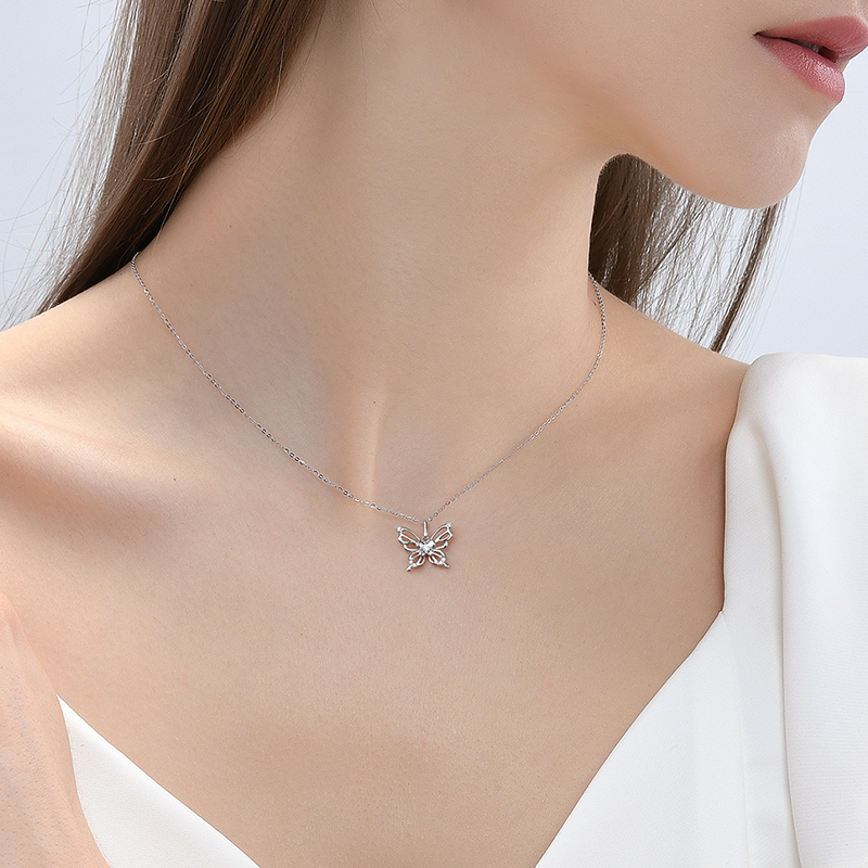 Butterfly Romance Platinum Diamond Necklace