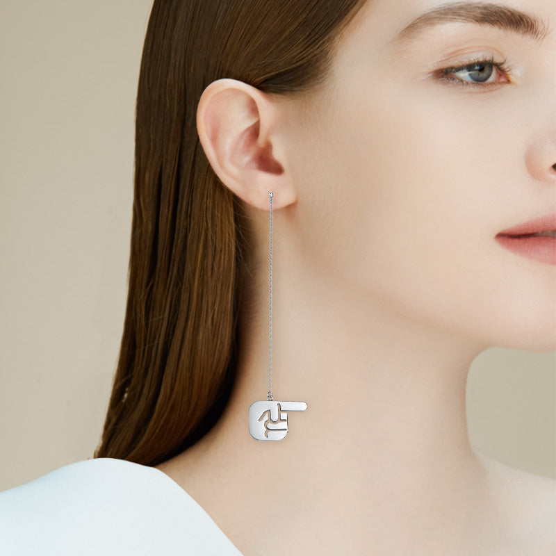 Geometric Long Chain Drop Earrings – Stainless Steel