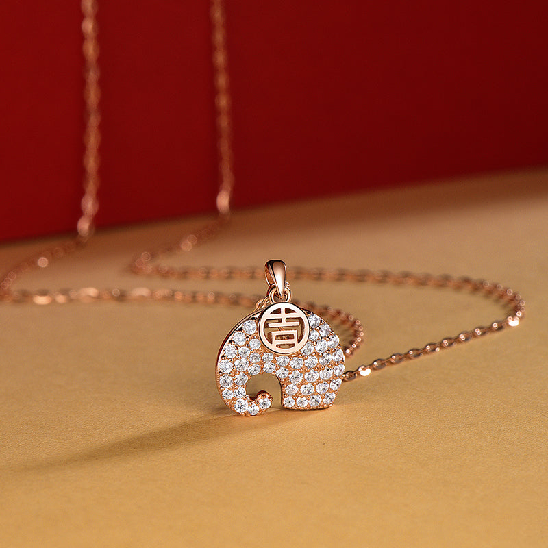Graceful Elephant 925 Silver Necklace