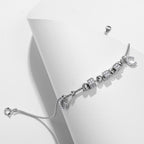 Moon & Heart Charm Silver Bracelet