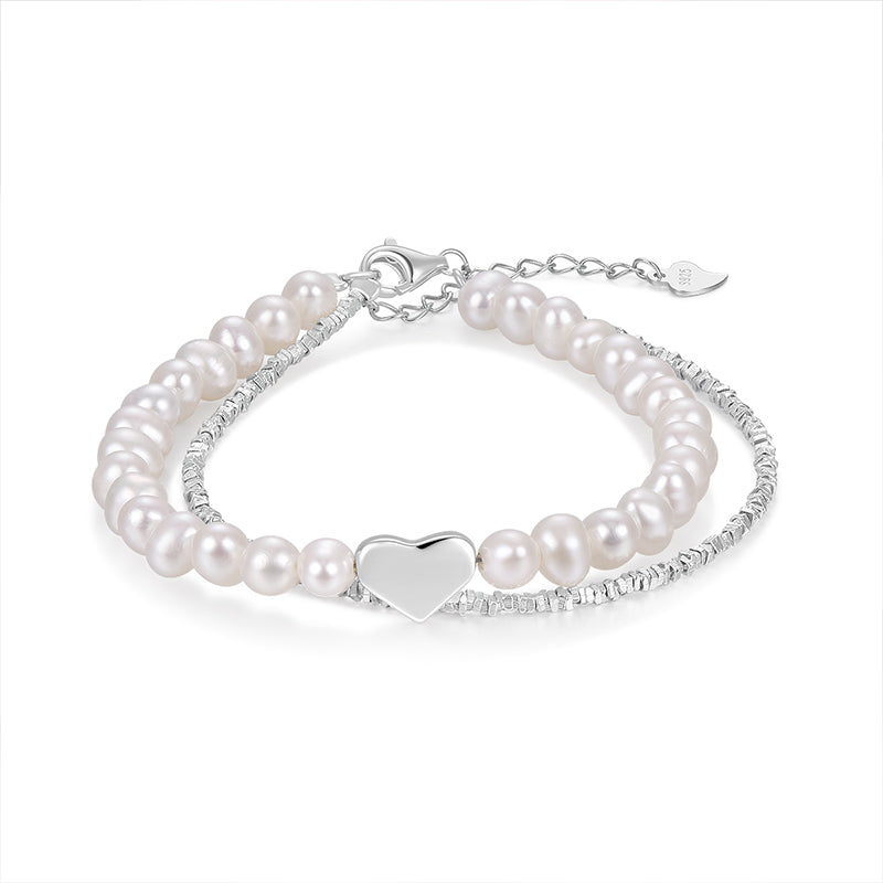 Shimmering Pearl & Silver Layered Bracelet