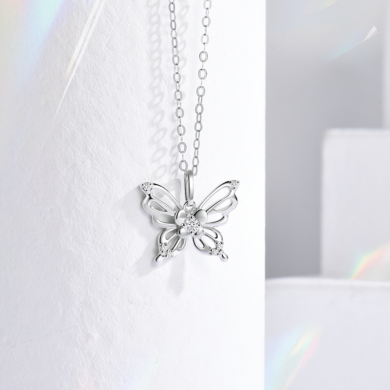 Butterfly Romance Platinum Diamond Necklace