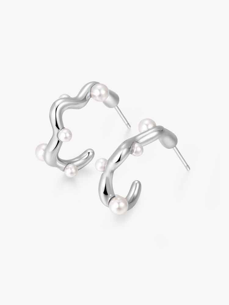 Baroque Pearl & Silver-Tone Stud Earrings