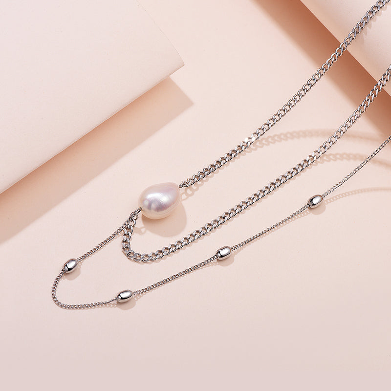 Double-Layer Pearl Pendant Necklace