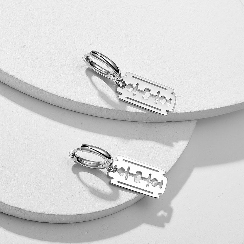 Silver-Tone Geometric Drop Hoop Earrings