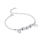Moon & Heart Charm Silver Bracelet