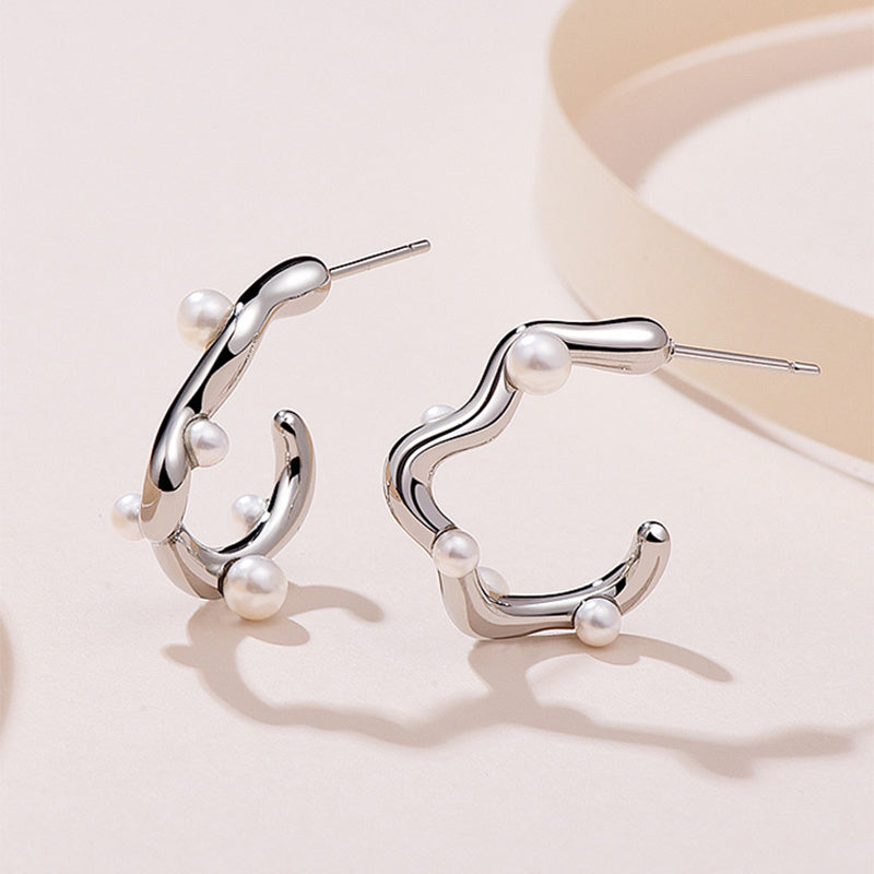 Baroque Pearl & Silver-Tone Stud Earrings