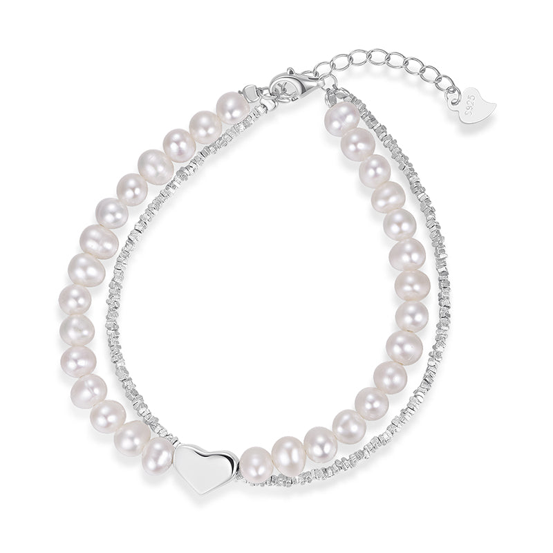Shimmering Pearl & Silver Layered Bracelet