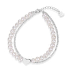 Shimmering Pearl & Silver Layered Bracelet