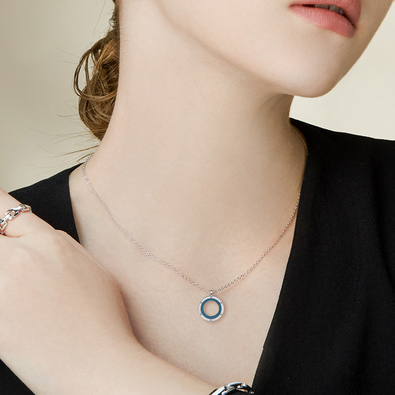 Geometric Circle Pendant Necklace – Stainless Steel