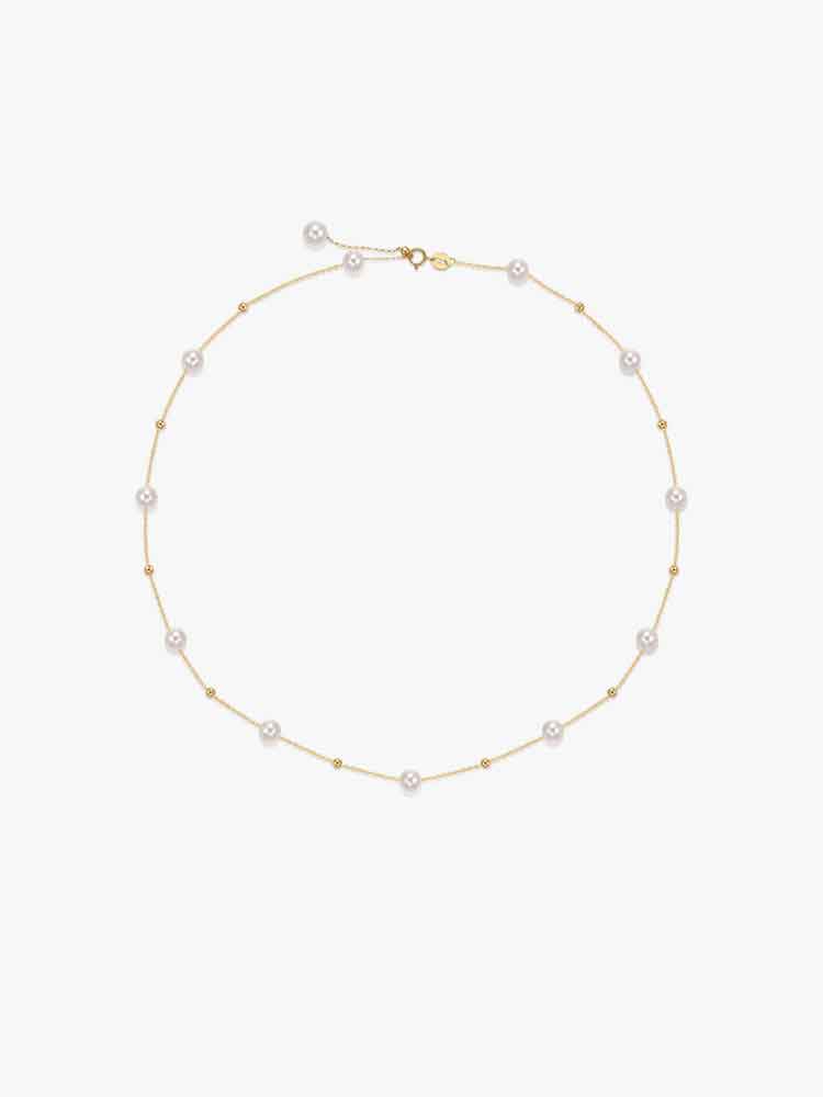 Pearl Beaded Gold-Tone Chain Necklace – Silver