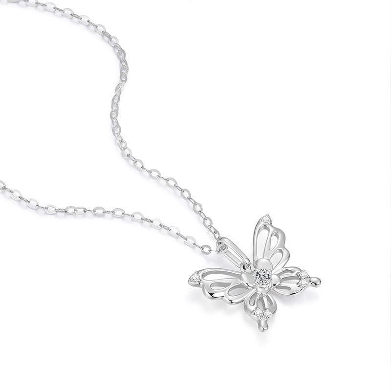 Butterfly Romance Platinum Diamond Necklace