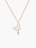 Rose Gold-Tone Butterfly Necklace with Mother-of-Pearl