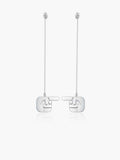 Geometric Long Chain Drop Earrings – Stainless Steel