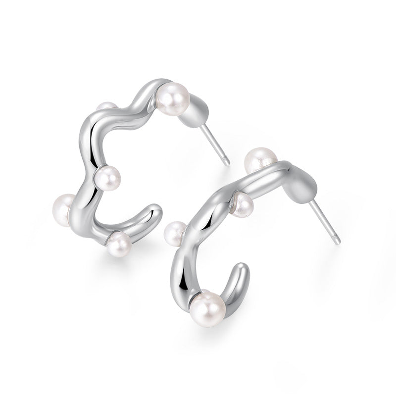 Baroque Pearl & Silver-Tone Stud Earrings