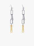 Two-Tone Geometric Chain Drop Earrings – Stainless Steel