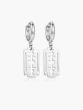 Silver-Tone Geometric Drop Hoop Earrings